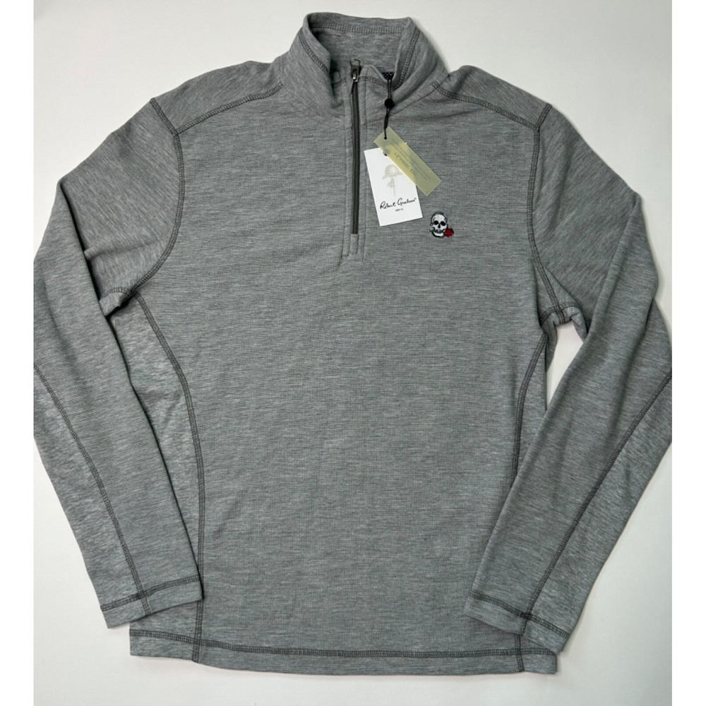 Robert Graham Men's Small Long Sleeve 1/4 Zip Waffle Knit Gray Sweater